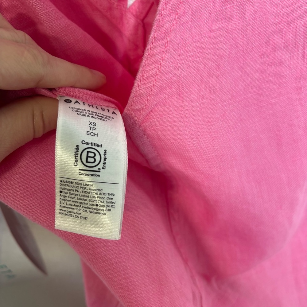 Athleta Retreat Linen Romper XS Pink NWT - Picture 8 of 11